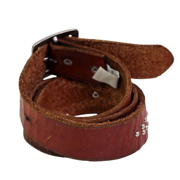 AEO BROWN GENUINE LEATHER 1 1/4"Wd STUDDED CASUAL DRESS WOMEN'S BELT Sz S (93T - Picture 4 of 13